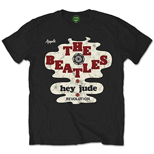 Image of The Beatles T Shirt Hey Jude Revolution Band Logo Official Mens Black L