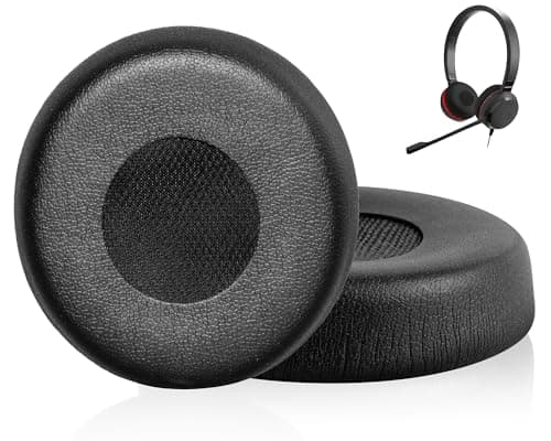 Image of Replacement Earpads for Jabra Evolve 20 20se 30 30II 40 65 65+ On-Ear Wireless Headset, Headphone Replacement Ear Pads Cushions with Soft Protein Leather and Memory Foam, Black