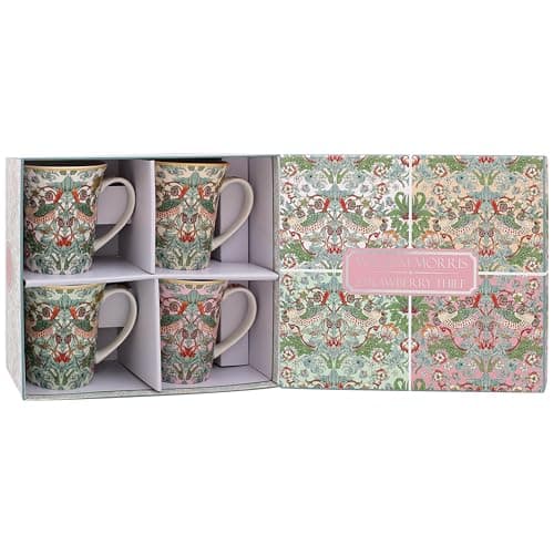 Image of The Leonardo Collection William Morris Lustre Strawberry Thief Mugs for Home & Kitchen | Newly Designed Mugs for Tea & Coffee | Lovely Cup for Mens Gifts & Birthday Gifts for Women