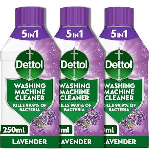 Image of Dettol Washing Machine Cleaner, Lavendar, 250ml (3 x 250ml, Total 750ml), Drum Descaler, Limescale Remover, Antibacterial, Lasting Freshness, Disinfectant, Laundry