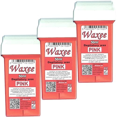Image of Waxee Compatible for Veet EasyWax 50ml roll on Wax Replacement Roller Wax Cartridge Pink (3 x 50ml roll on wax cartridge)