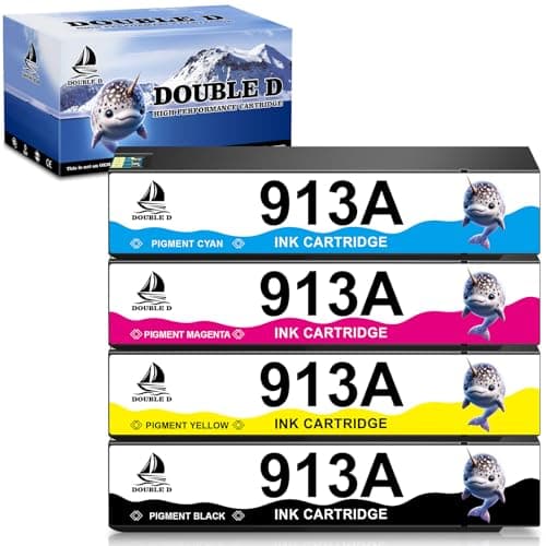 Image of DOUBLE D 913A Ink Cartridges,Not Affected by Upgrade,for HP 913 Ink 913A Cartridge Compatible with HP PageWide MFP 377dw 352dw PageWide Pro 477dw 452dw p57750dw 452dn 552dw 577dw 577z,4 Pack