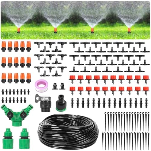 Image of Ulable Irrigation System Kit 40m/131ft Greenhouse Micro Automatic Watering System Drip Irrigation Hose+158PCS Self Watering System for plants DIY Plant Watering Devices for Garden, Lawn, Patio