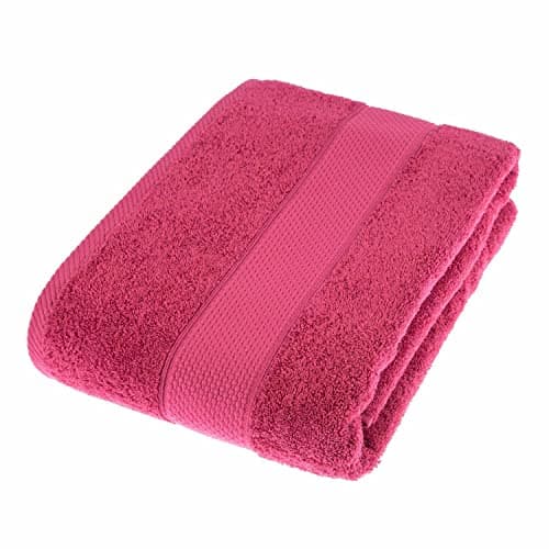 Image of HOMESCAPES Raspberry Pink Turkish Cotton Bath Sheet Super Soft Thick & Absorbent 500 GSM Towel Heavy Weight for everyday Luxury