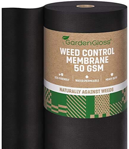 Image of GardenGloss® 50m2 Weed Control Membrane (50gsm) - Water Permeable and Tearproof Weed Barrier Fabric - Weed Control Fabric with High UV-Stabilisation (50m x 1m, 1 roll)