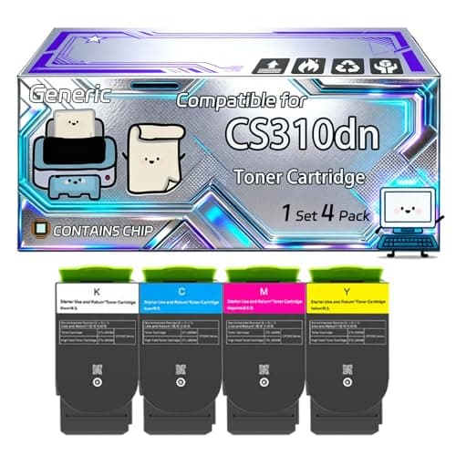 Image of CS310dn Toner Cartridge Compatible for Lexmark CS310 CS310n CS310dn CS410 CS410n CS410dn Cs410dtn CS510 CS510de CS510dte Printers, With Chip, 5000 Pages, Vibrant Colours (4-Pack BK/C/M/Y)