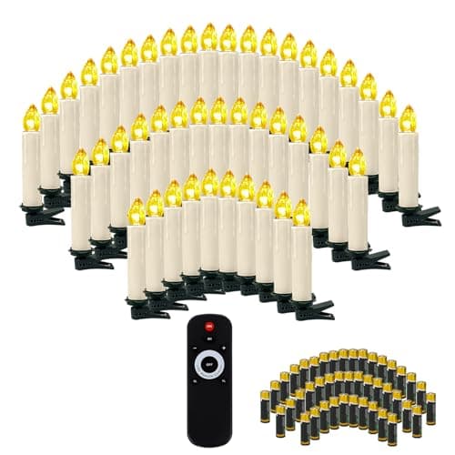 Image of OZAVO 30pcs Christmas Tree Candles with Remote and Battery, LED Flameless Flickering Taper Candles with Removable Clips for Home Party Xmas Trees Decor