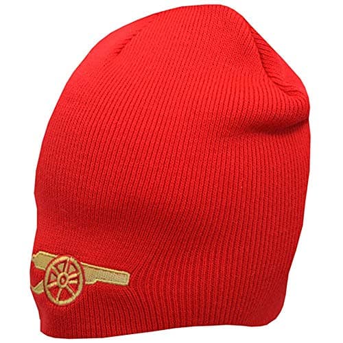 Image of Arsenal FC Official Football Core Cannon Emblem Beanie Hat (One Size) (Red/Gold)