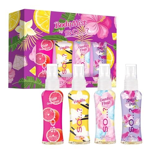 Image of Body Mist By So…? Womens Mini Body Mist Gift Set, with Pink Grapefruit, Vanilla, Candy Floss & Sweet Pea, Fragrance Spray Set (4x50ml)