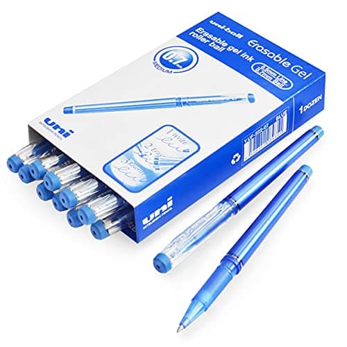 Image of uni-ball UF-222-07 Erasable Rollerball Gel Pens. Premium 0.7mm Ballpoint Tip for Super Smooth Writing, Drawing & Colouring.. Pack of 12 Blue