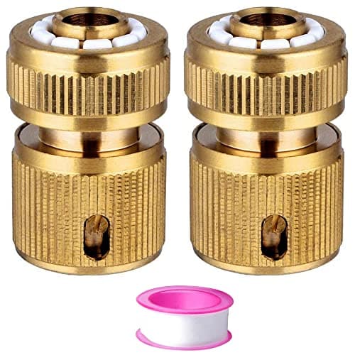 Image of CZSYZCZS 2PCS Brass Hose End Quick Connect Fitting 1/2" Hose Pipe Quick Connector-Tap Adaptors Connectors for Watering, Gardening, Car Washing
