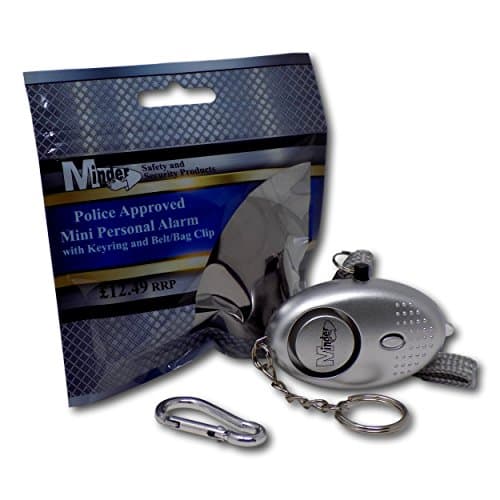 Image of Minder® 140db Police Approved Mini Minder Loud Personal Staff Panic Rape Attack Safety Security Alarm Keyring w/Torch - Secured by Design Approved (Police Preferred Specification) (Silver)