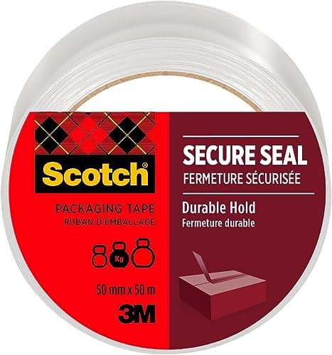 Image of Scotch Secure Seal Packaging Tape Transparent 50 mm x 50 m 1 Roll/Pack - Ideal for Packing Boxes and Parcels