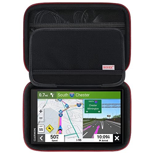Image of BOVKE Hard Case for 6" 7" Inch TomTom Truck Sat Nav GO Classic 2nd/Expert Plus/Professional 2nd generation/Professional 620, Garmin Drivesmart 76/65 7" Inch Sat Nav, Extra Space for Cables, Black