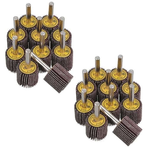 Image of 25mm 120 Grit Abrasive Flap Wheel Discs Sanding Rust Removal 6mm Shank 20pc