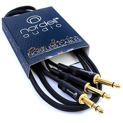 Image of 2 x 1/4" inch Mono Jack to Single Stereo 1/4" inch Jack Lead Cable 1.5m