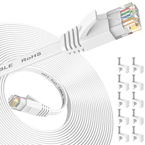 Image of Nixsto Ethernet Cable 10M, Cat 6e/Cat6 Ethernet Cable High Speed with Network Patch Cords, LAN Cable Clips with Rj45 Connector for Router Modem Faster Than Cat 5e/Cat 5-White