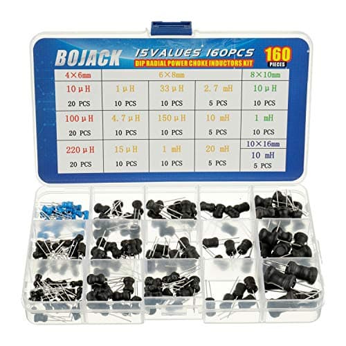 Image of BOJACK 15 Values 160 Pcs Inductor 10 uH to 20 mH DIP Radial Power Choke Inductors Assortment Kit