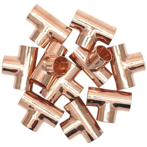Image of DURAPLAST UK 22mm End Feed Copper Equal TEE Pack of 10