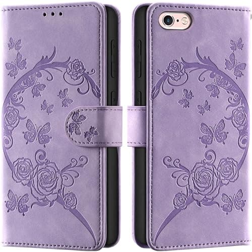 Image of Phone Case for iPhone 6 / 6s, RFID Blocking Card Slots Kickstand Magnetic Closure Shockproof Flip Cover Leather Wallet Case, Purple