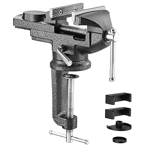 Image of TEENO Table Vise 70mm,Adjustable Bench Clamp with 360 Degree Rotated Swivel Base,Cast Steel Material,Universal Home Bench Vise for Workshop, Factory Fixed,Clamping Power 800Kg.