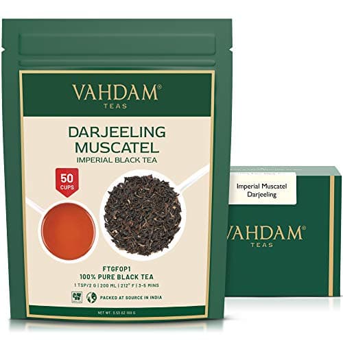 Image of VAHDAM, FRESH HARVEST- Imperial Darjeeling Tea Loose Leaf (50 Cups, 100g/3.53oz) LIMITED EDITION MUSCATEL FLAVOUR - High Grown In Select Tea Estates | Pure Unblended