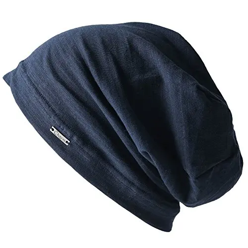 Image of CHARM Casualbox | Mens Womens Beanie Hat Summer Cotton Thin Light Slouchy Unisex Sweat Navy(Size: One Size)
