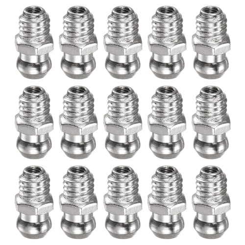 Image of TA-VIGOR 15Pcs Straight Grease Nipples Fitting, M6 x 1mm Metric Thread Nickel-Plated Iron Hydraulic Grease Fitting Accessories for Automotive, Agricultural & Industrial Machinery