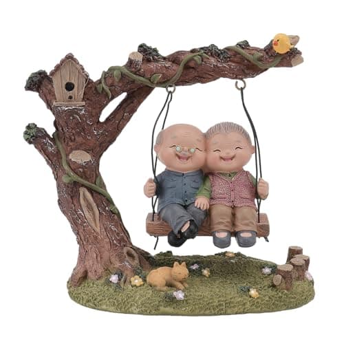 Image of Angoily Couple Anniversary Figurine for Romantic Valentine's Day Wedding, Engagement Willow Tree Couple Sculpture in Loving Together Elderly Miniature Statue for Grandparents Parents