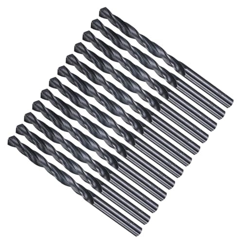 Image of METALLIXITY Drill Bit (5.8mm) 12Pcs, 4241 High-Speed Steel Straight Shank Nitriding Black 118° for Wood Plastic Iron Copper Aluminum Low Soft Metal