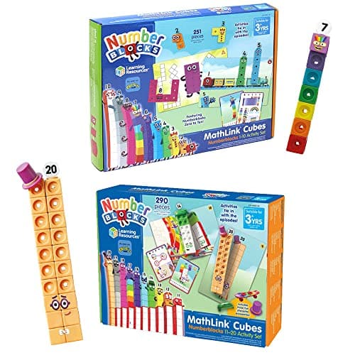 Image of Learning Resources MathLink Cubes Numberblocks 1-10 & 11-20 Activity Set Bundle, Early Years Maths Learning, Build, Learn & Play in the Classroom & at Home, Ages 3+