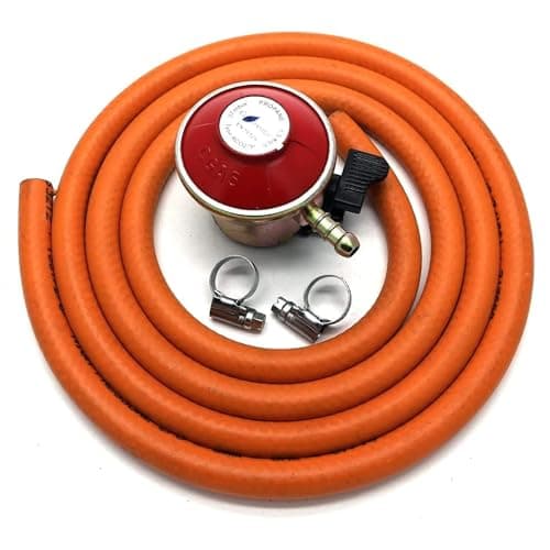 Image of INTERGAS Patio Gas Regulator Kit – 27mm Clip-On Propane Regulator with LPG Hose & Stainless Steel Clips – Fits Calor & Flogas Patio Gas Cylinders – Outdoor BBQ, Heater & Camping Gas Hose Connection