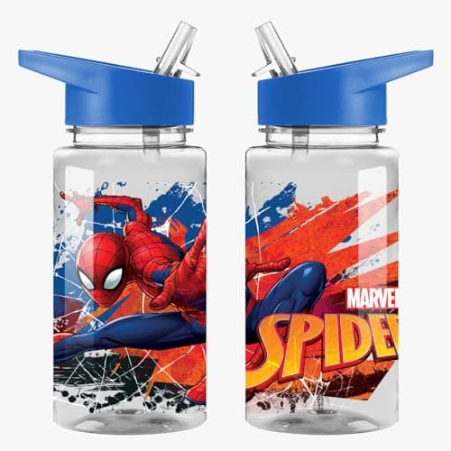 Image of TDL Official Kids Water Bottle 450ml – BPA-Free, Leakproof, Flick-Top Lid – Official Character Design Bottle for School, Nursery, Travel & Sports (Spider-man) (Spider-man)