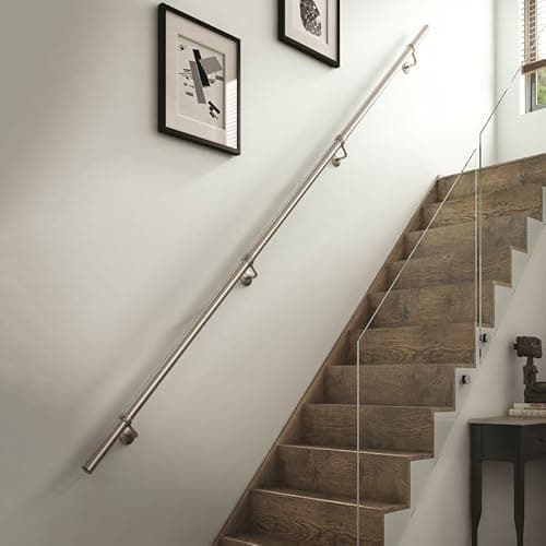 Image of Stairs Staircase Handrail Banister Rail Support Kit 3.6m Satin Stainless Steel 40mm