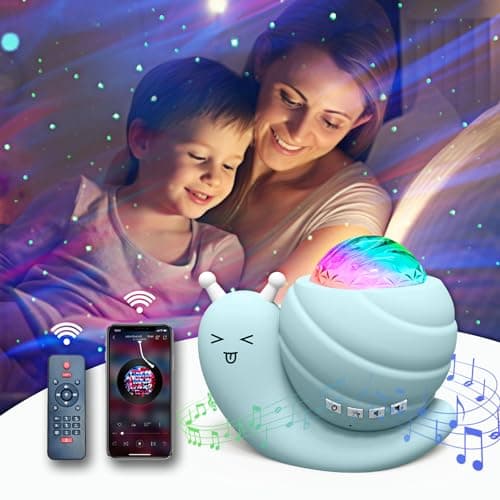 Image of Mycket Star Projector Night Light, 4 in 1 Aurora Galaxy Projector Lights, Snail Kids Night Lights for Bedroom with Remote/Music Bluetooth Speaker/Colors Changing/Timer Fuction for Kids Adults Gifts