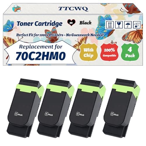 Image of Compatible for Lexmark 70C2HM0 70C2HK0 70C2HC0 70C2HY0 Toner Cartridge Work for Lexmark CS410dtn CS410n CS510de Printers (4 Pack Black)