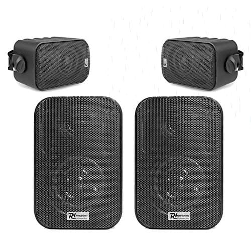 Image of Power Dynamics BC30V Weatherproof Outdoor Speakers - Set of 4 x 3" Black Wall Speakers, IPX5 Rated, 100V/8 Ohm for Gardens, Terraces, Shops & Public Address Systems 60W Max Power Output