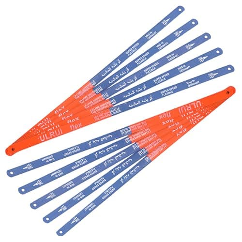 Image of 10 PCS Hacksaw Blades 300mm for Metal Cutting, 12-Inch Replacement Blades Kit with 18 TPI and 24 TPI for Metal, Wood, and PVC