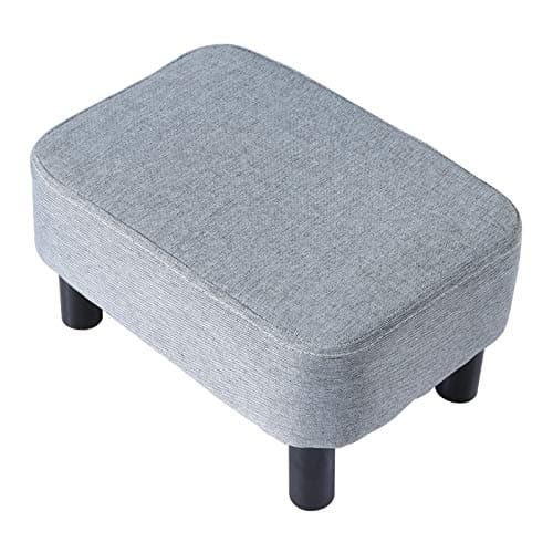 Image of YMYNY 42CM Footstool, Rectangle Ottoman with Stable Wooden Legs, Modern Linen Fabric Footrest, Change Shoes Stool for Living Room, Padded Seat for Bedroom, Light Blue RF-BD214