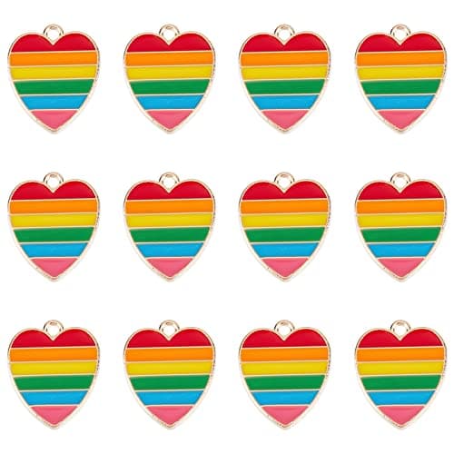 Image of SUNNYCLUE 1 Box 30Pcs LGBT Charm Pride Love is Love Charms Gay Heart Enamel Colorful Rainbow Charms for Jewellery Making Charms Stripe Earring Making Supplies Necklace Bracelet DIY Craft Accessories