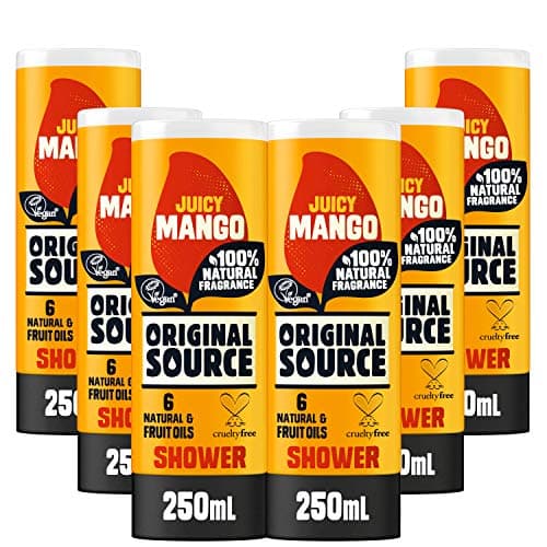 Image of Original Source Mango Shower Gel, 100 Percent Natural Fragrance, Vegan, Cruelty Free, Paraben Free, Bulk Buy, Pack of 6 x 250 ml