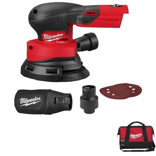 Image of Milwaukee M18FROS125-0B 18V 125mm Random Orbital Sander with Bag (Body Only), Red