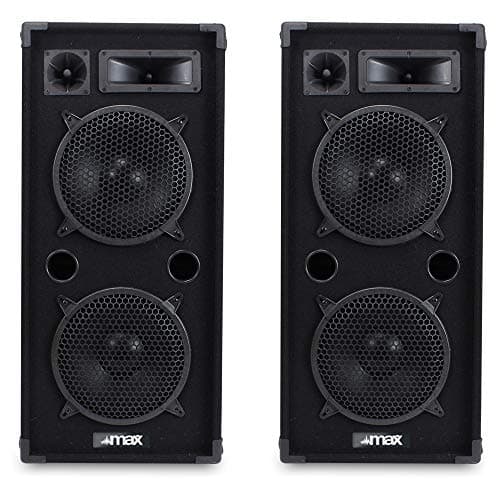 Image of MAX MAX210 2000W Passive DJ PA Speaker Pair – Dual 10” Woofers, 3-Way System, 8 Ohm, Full-Range Audio, Carpeted Cabinet, Pro Sound for DJs, Bands, Venues, Karaoke, Mobile PA