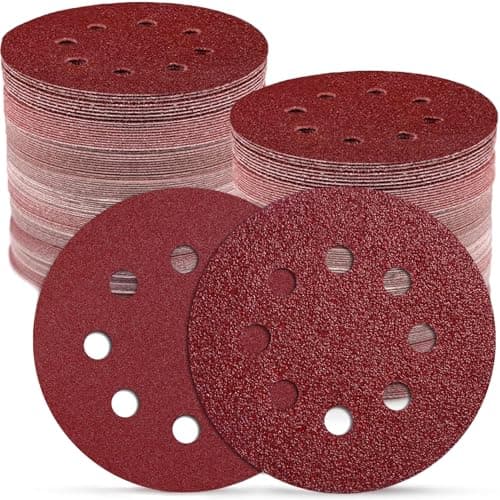 Image of 125mm Sanding Discs, 110Pcs Orbital Sander Discs(18 x 40/60/80/100/120,10 x 180/240 Mixed Grits),5 Inch 8 Hole Hook and Loop Sanding Discs for Orbital Sander(Random)(Abrasion Resistant, No sand Off)