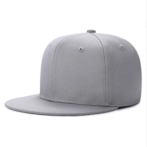 Image of Boolavard Classic Snapback Hat Cap Hip Hop Style Flat Bill Blank Solid Color Adjustable Size (Grey)