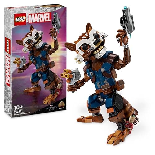 Image of LEGO Marvel Rocket & Baby Groot, Guardians of the Galaxy Buildable Toy, Raccoon Action Figure for Kids, Boys and Girls, Posable Super-Hero Gifts 76282