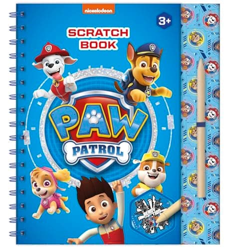 Image of Totum Paw Patrol Scratch Book with Stencils, Glitter Stickers and Scratch Pen for Home & Travel