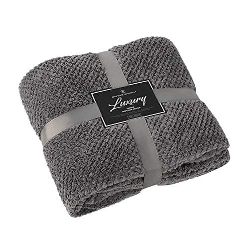 Image of Inspire Me Luxury Popcorn Throws Cuddly Cosy Soft Warm Fleece Blanket For Couch Sofa & Bed Double & King Size (Charcoal, DOUBLE 150 X 200)