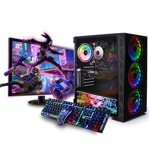 Image of Veno Scorp Gaming PC Bundle – AMD Ryzen 3 3100 Processor, AMD RX550 4GB 2GB, 16GB RAM, 256GB SSD + 500GB HDD, Windows 11, Neonzilla Case + 22” New Monitor, Keyboard & Mouse
