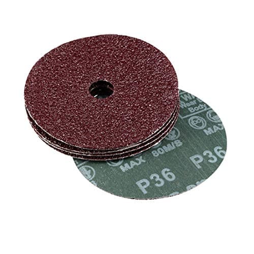 Image of sourcing map 4-Inch x 5/8-Inch Aluminum Oxide Resin Fiber Discs, Center Hole 36 Grit Sanding Grinding Discs, 5 Pack